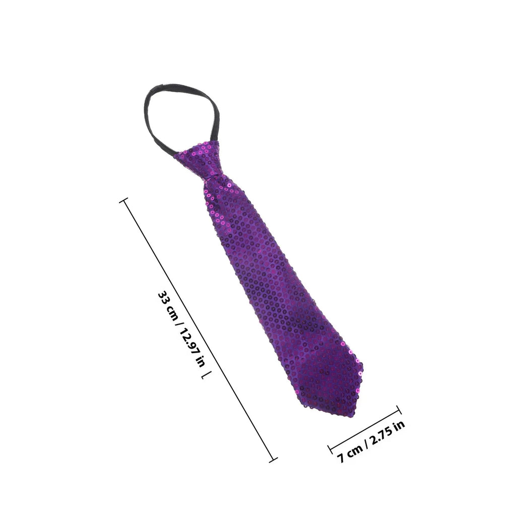 Sequin Necktie Cosplay Party Costume Tie – Silver Sparkle Costume Necktie Richie's Purple