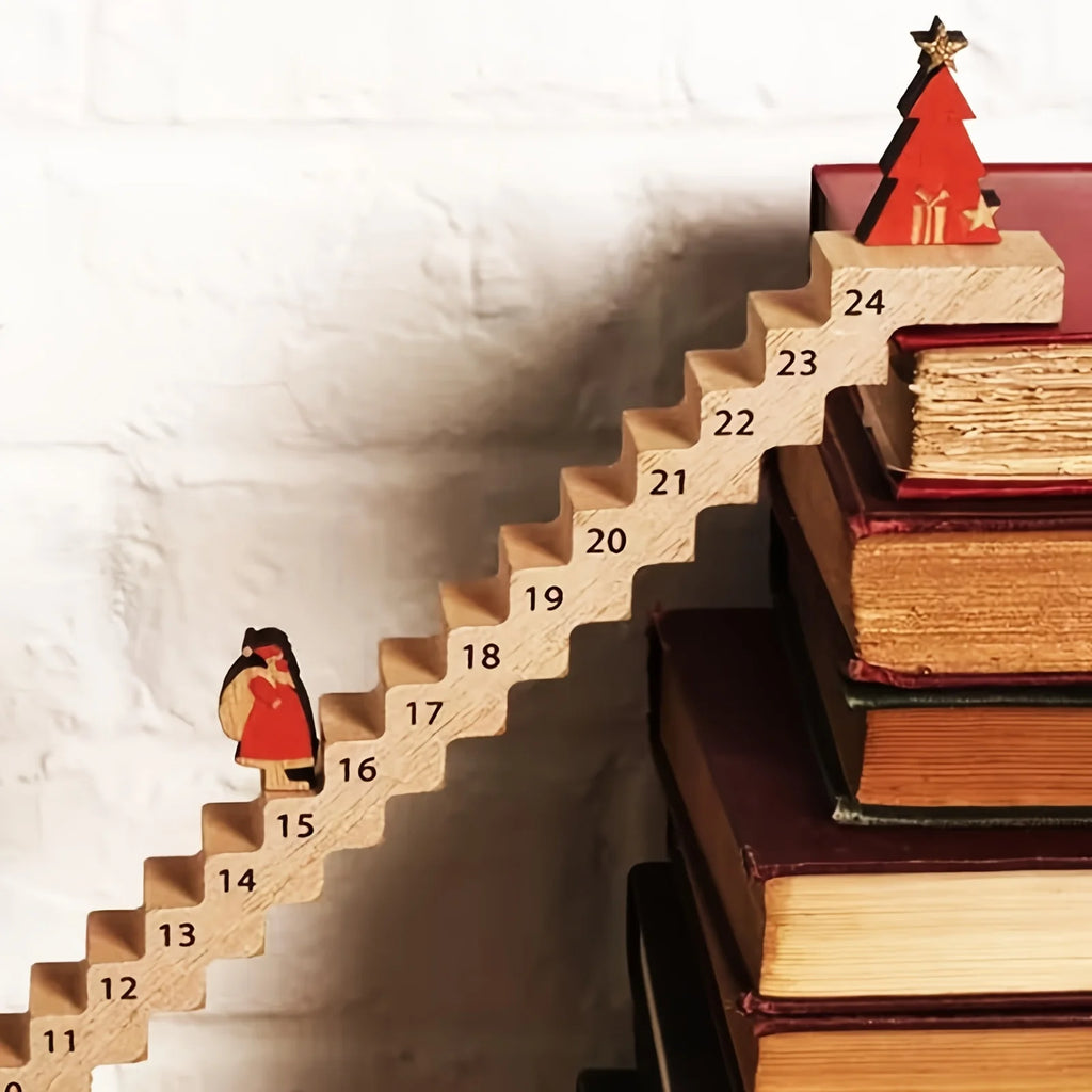 Wooden Climbing Santa Advent Calendar 2025 – 24 Stairs Christmas Advent Calendar Richie's 1pc