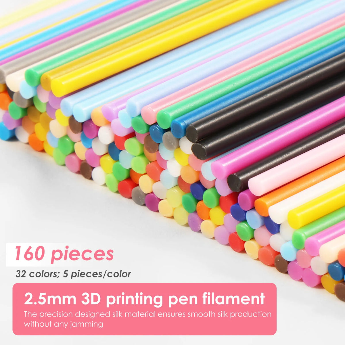 3D Pen PCL Filament Refills – 25/30/32 Colors, 2.5mm 3D Pen Filament Richie's