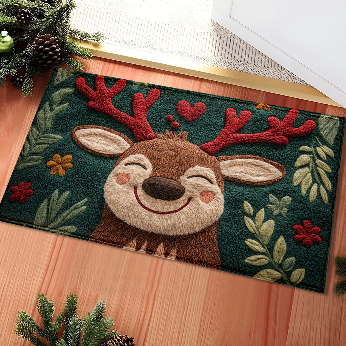 Fluffy Christmas Deer Bath Mat – Quick-Dry Microfiber Anti-Slip Holiday Bath Mat Richie's