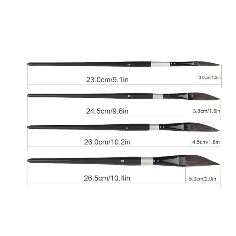 4-Piece Nylon Art Paint Brush Set | Sizes 8–20 for DIY & Crafts Art Paint Brush Set Richie's as pic