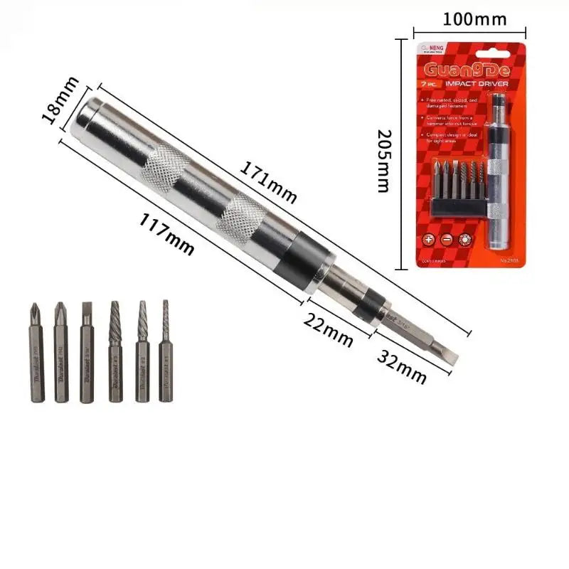 6-in-1 Impact Screwdriver Kit – 1/4" Fastener Remover Tool Impact Screwdriver Kit Richie's Black