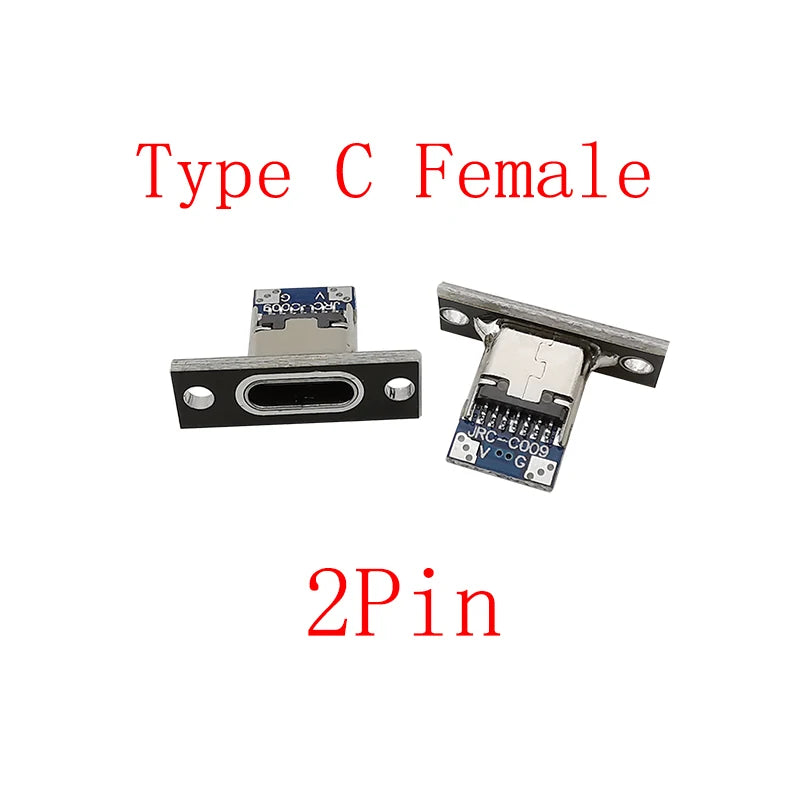 USB-C Female Soldering Connector 2/4/6 Pin with Fixing Plate USB-C Connector Richie's 2Pin Black 1 5Pcs Type C Female