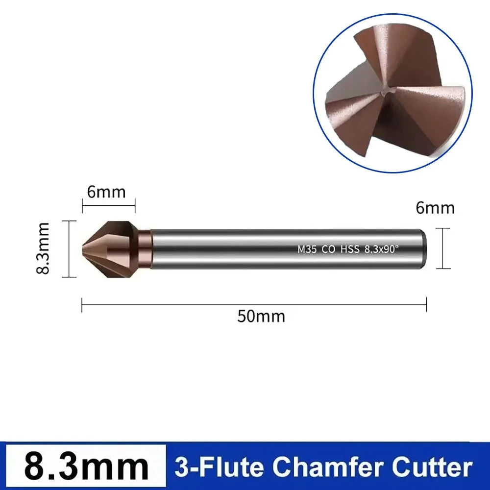M35 Cobalt Countersink Drill Bit 3 Flutes 90° 6.3–40mm HSS Countersink Drill Bit Richie's 8.3mm