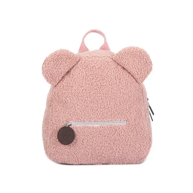 Bear Ear Fleece Backpack for Kids Girls – Cute Plush Daypack Kids Plush Backpack Richie's Pink