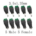 DC 3.5x1.35mm Power Connectors Male Female Screw Terminal Adapter 10pc DC Power Connector Richie's 5 Male 5 Female