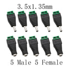 DC 3.5x1.35mm Power Connectors Male Female Screw Terminal Adapter 10pc DC Power Connector Richie's 5 Male 5 Female