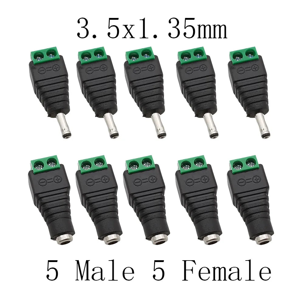 DC 3.5x1.35mm Power Connectors Male Female Screw Terminal Adapter 10pc DC Power Connector Richie's 5 Male 5 Female