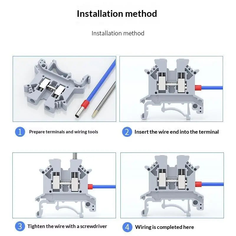 UK2.5B DIN Rail Terminal Blocks 10Pcs – 2.5mm² Screw Connectors DIN Rail Terminal Block Richie's