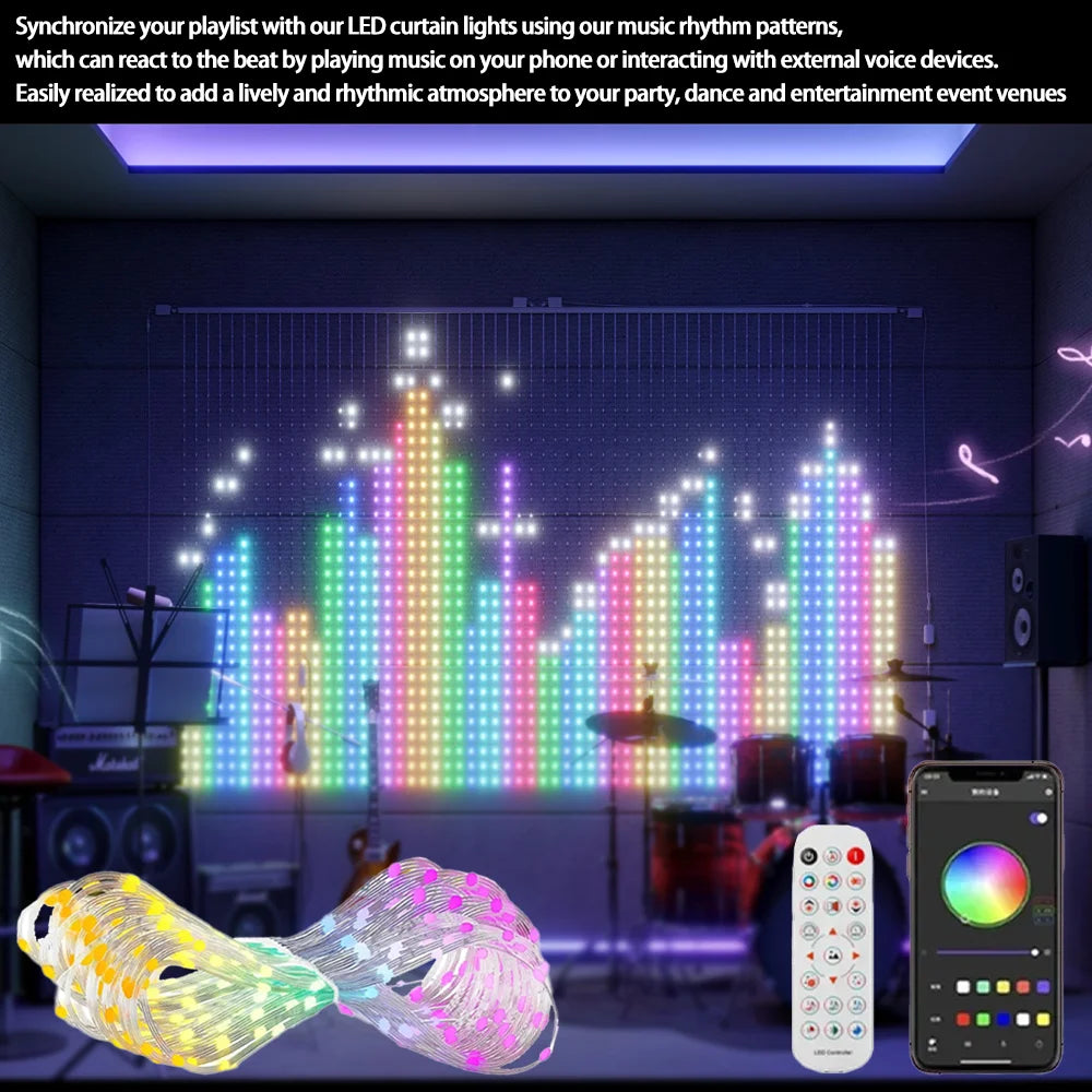 Programmable Pixel Curtain Lights – App Control, DIY GIF & Text Pixel Curtain Lights Richie's