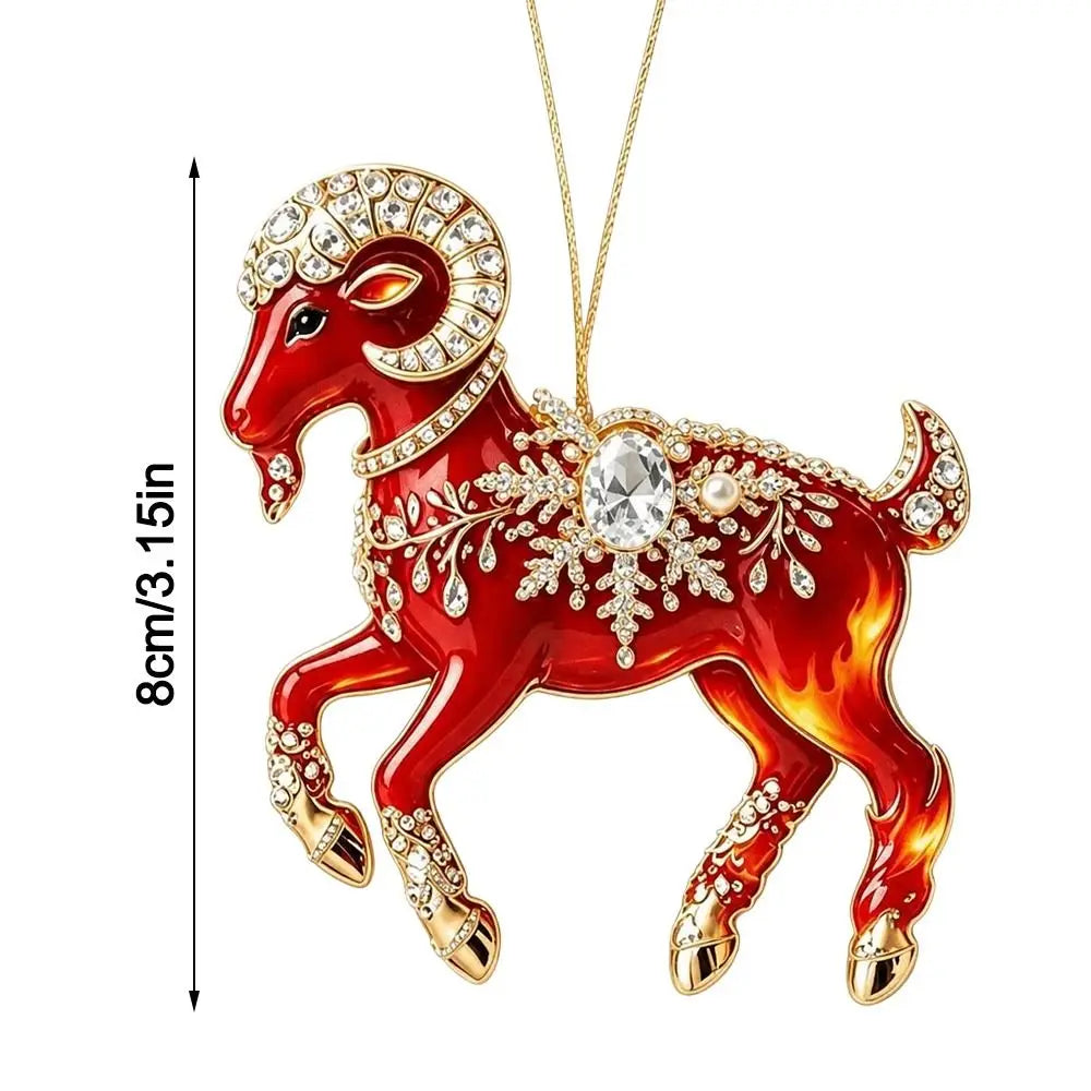Acrylic Goat Hanging Ornament Rhinestone Christmas Décor Christmas Ornament Richie's
