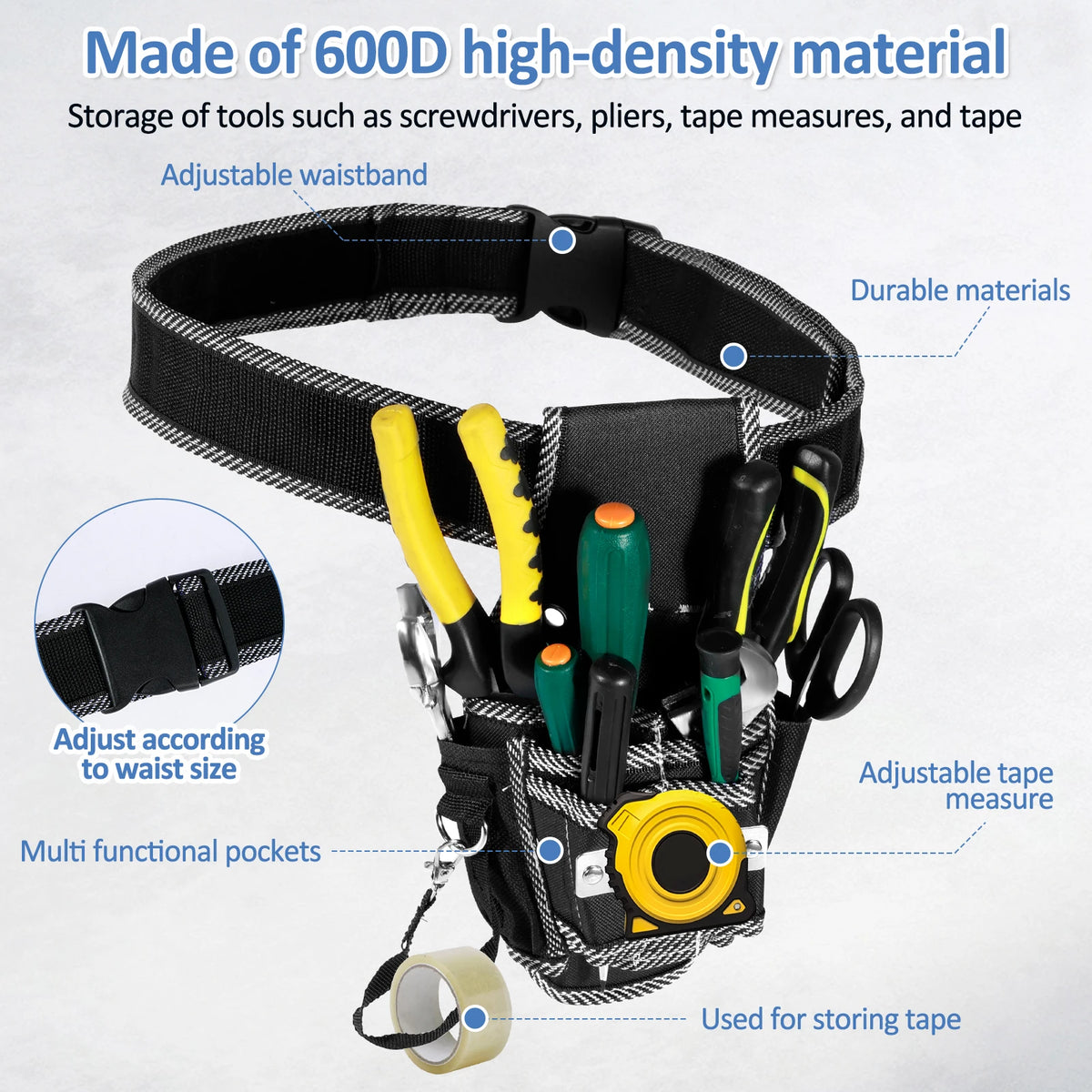 Electrician Waist Tool Bag – Oxford Cloth Multi-Pocket Belt Pack Waist Tool Bag Richie's