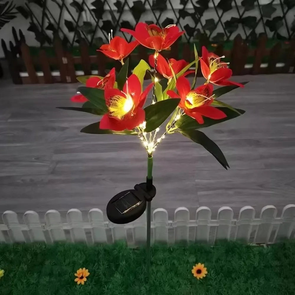 Solar LED Orchid Ground Light – Garden Lawn Decoration Lamp Solar Garden Light Richie's Red
