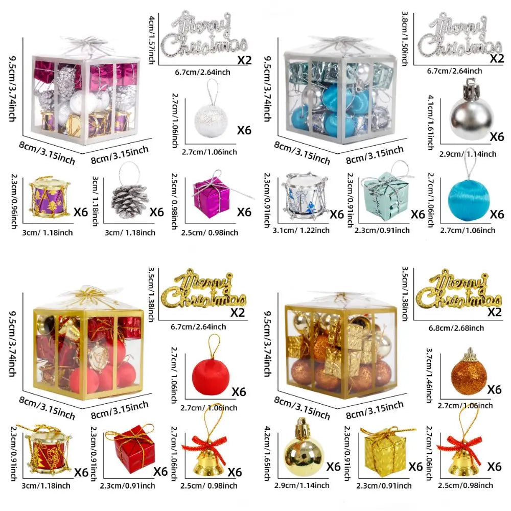 26/32 Pcs Multicolor Christmas Ornaments – Balls, Bells & Gift Boxes Christmas Ornament Set Richie's