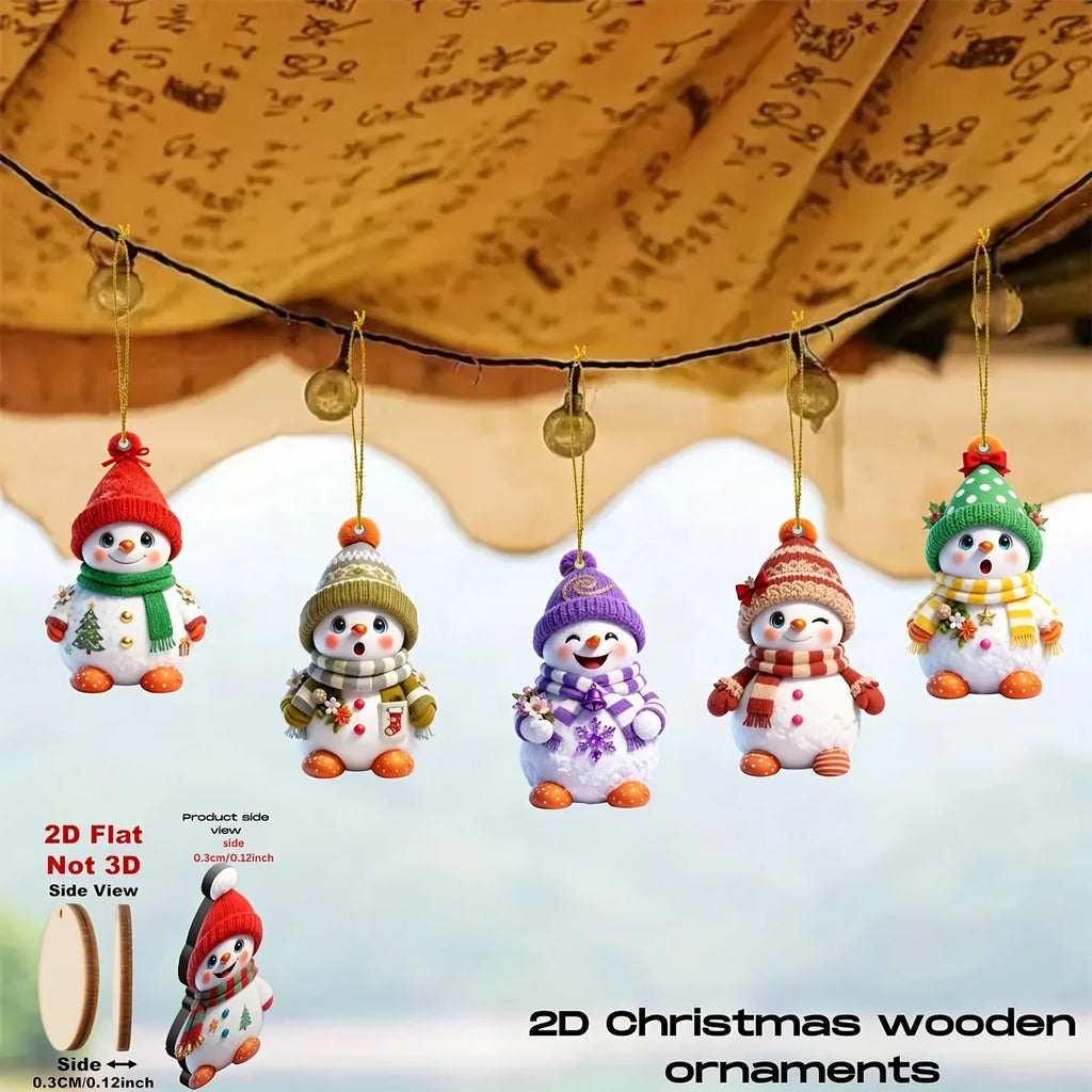 16pcs Wooden Snowman Christmas Tree Ornament Set | Xmas Décor Christmas Ornament Set Richie's