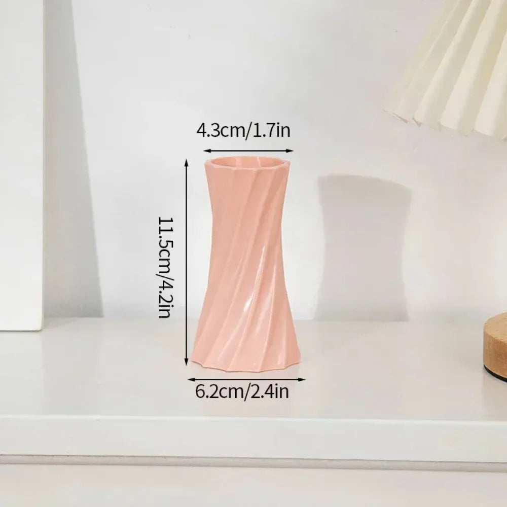 Nordic Plastic Flower Vase | Spiral Pattern Ceramic Look Decorative Flower Vase Richie's