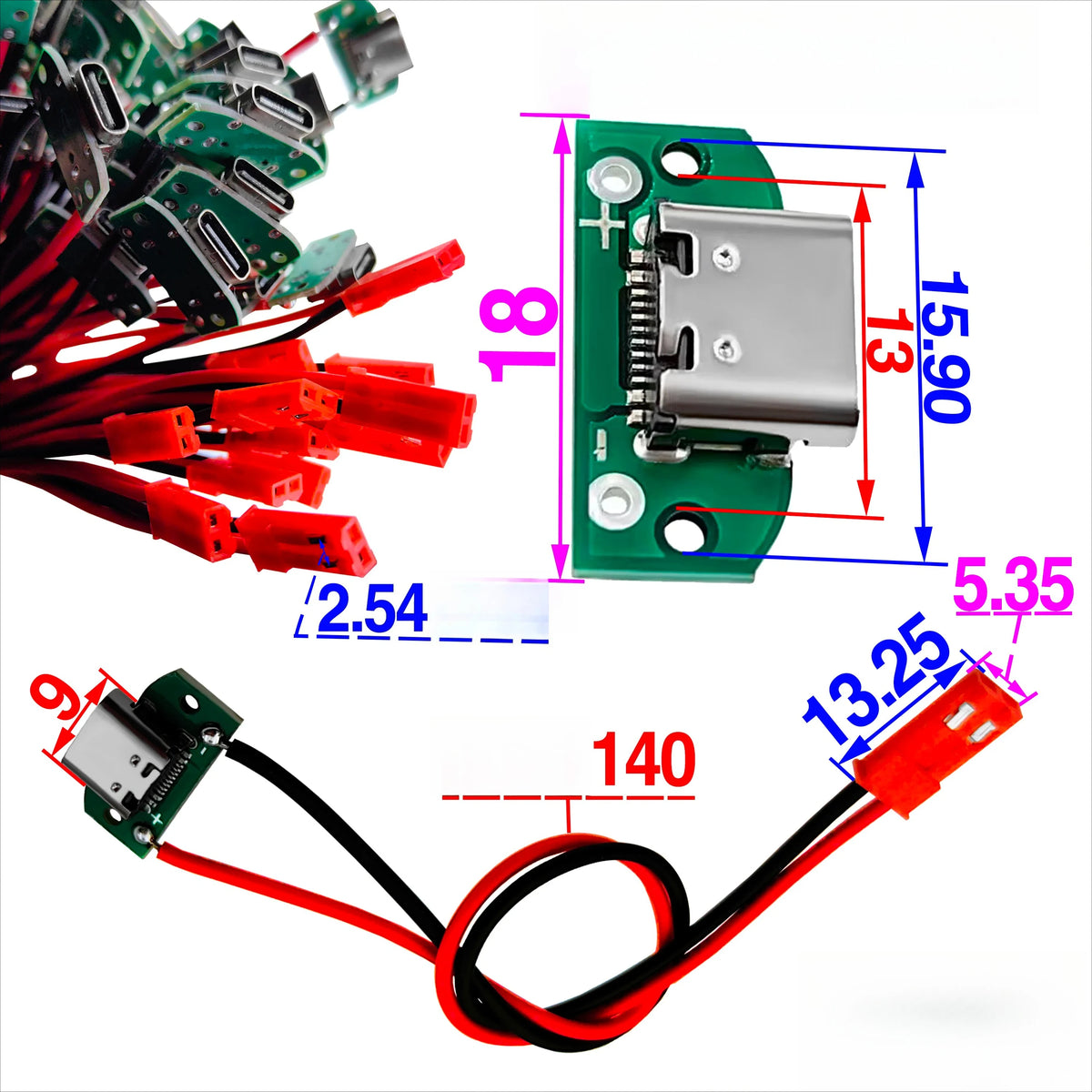 USB 3.1 Type-C 16-Pin PCB Test Adapter Connector Socket USB-C PCB Adapter Richie's R 5Pcs