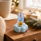 Glass Christmas Tree Figurine with Rotating Ceramic Base | Mini Christmas Figurine Richie's