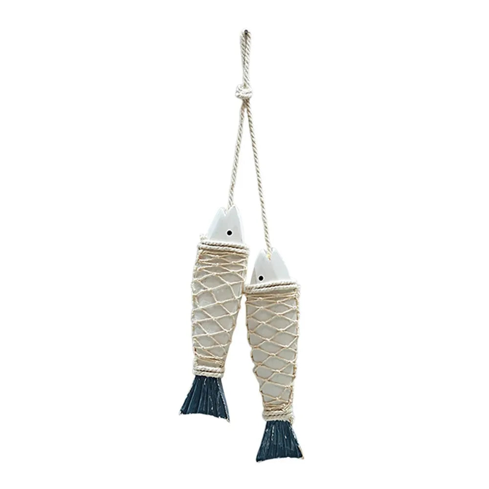 Mediterranean Fish Wood & Shell Wall Hanging Decoration Wall Hanging Decor Richie's 5-Blue