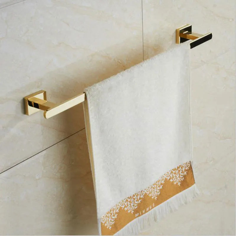 Gold Plated Brass Bathroom Hardware Set – 4 Pcs Towel Bar & Accessories Bathroom Hardware Set Richie's