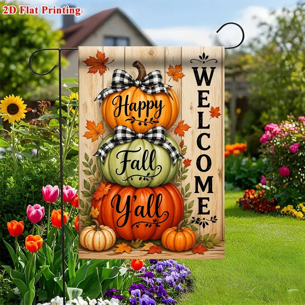 Welcome Fall Pumpkins Garden Flag – Double-Sided Outdoor Garden Flag Richie's
