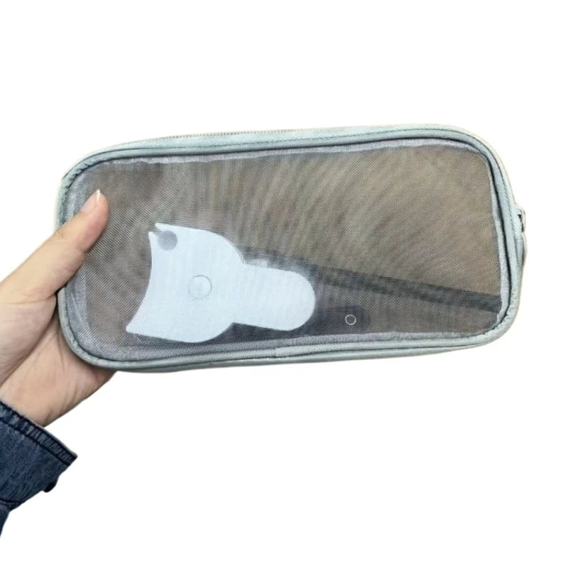 Travel Nylon Mesh Cosmetic Bag – Breathable Makeup Organizer Cosmetic Travel Bag Richie's grey 1pc M