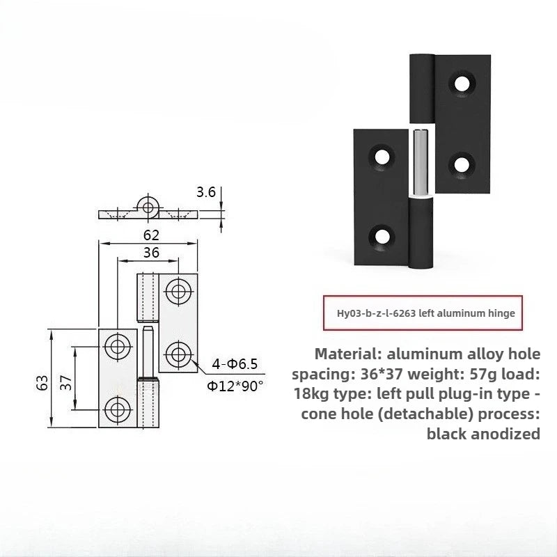 Plug-In Aluminum Alloy Cabinet Door Hinge – Quick Release Cabinet Door Hinge Richie's HY03-B-Z-L-6263 left