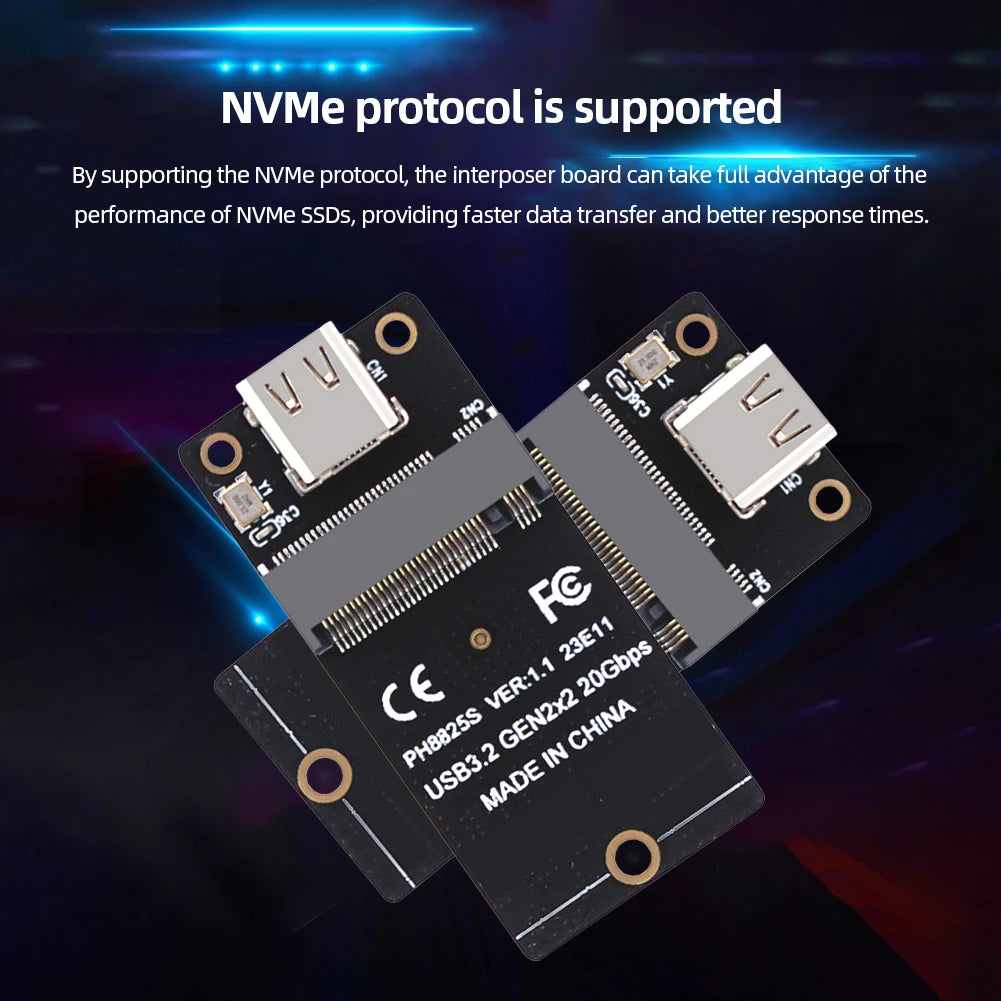 M.2 NVMe to USB-C Adapter ASM2364 USB 3.2 Gen2x2 – 2000MB/s SSD Adapter Board Richie's