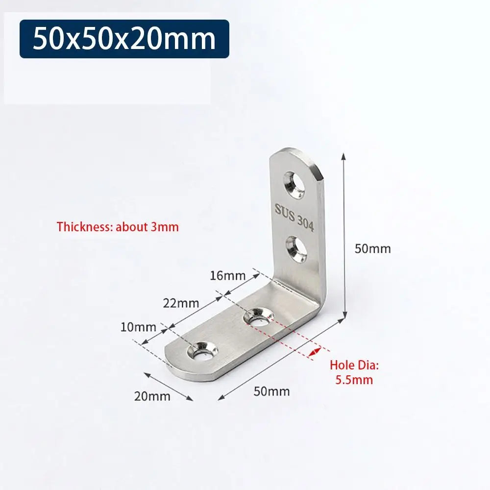 SUS304 Stainless Steel 90° Corner Bracket – Furniture Brace Corner Angle Bracket Richie's 50x50x20mm