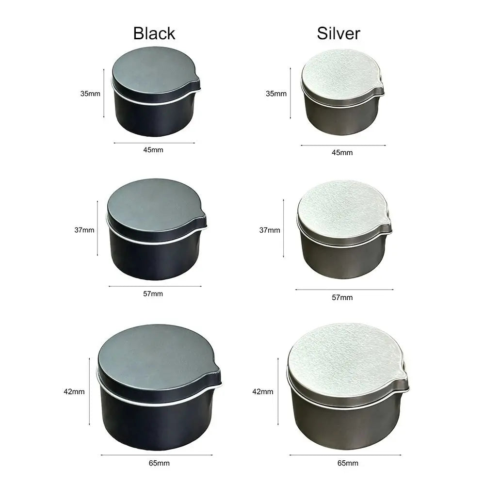 Round Tinplate Candle Tins with Spout & Lid – Black & Silver Candle Tin Container Richie's