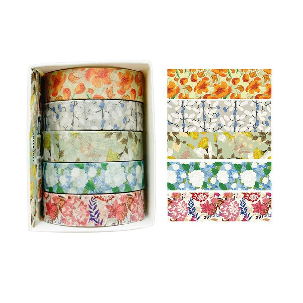5 Rolls Spring Flower Washi Tape – Multicolor DIY Craft Set Decorative Washi Tape Richie's 2