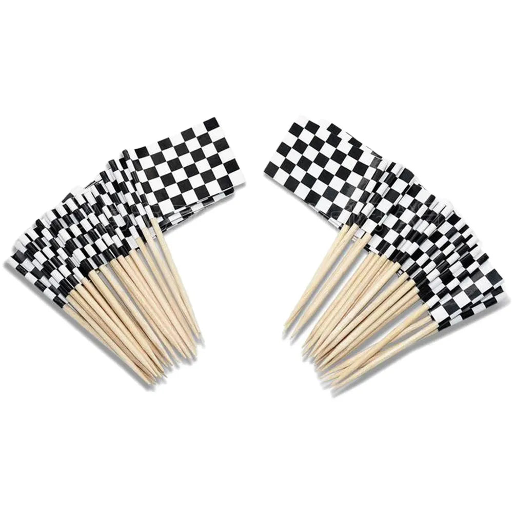 24Pcs Checkered Flag Cupcake Toppers & Cake Picks – Party Cake Toppers & Picks Richie's