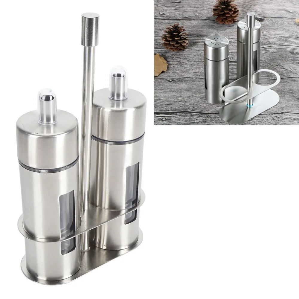 304 Stainless Steel Oil Dispenser Bottle Set with Stand 80ml Oil Vinegar Cruet Set Richie's