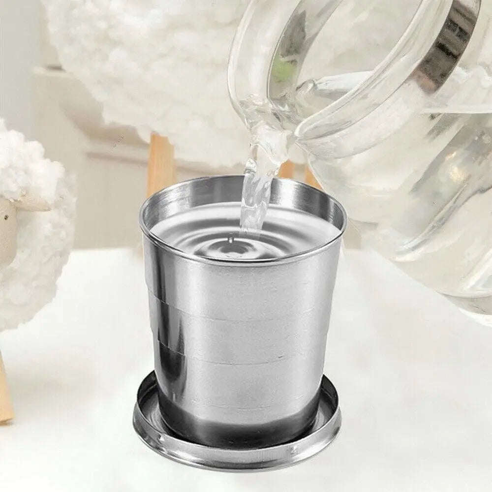 Collapsible Stainless Steel Travel Cup with Keychain & Lid Collapsible Travel Cup Richie's