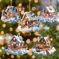 Acrylic Snow House Christmas Tree Hanging Ornaments Christmas Ornaments Richie's 5pcs Set