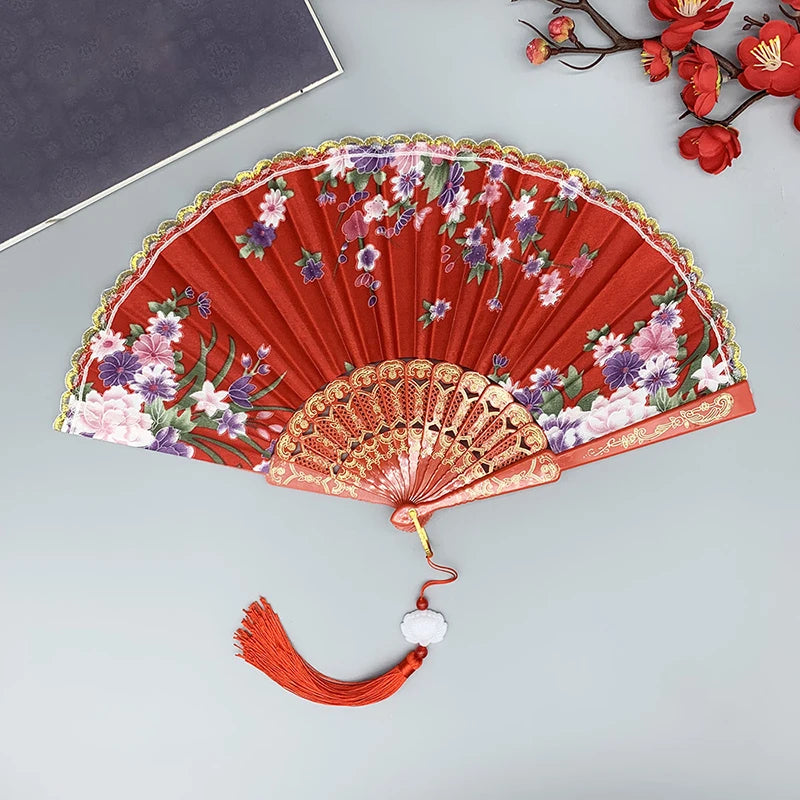 Vintage Silk Folding Hand Fan – Décor, Dance & Gift Decorative Folding Fan Richie's A1