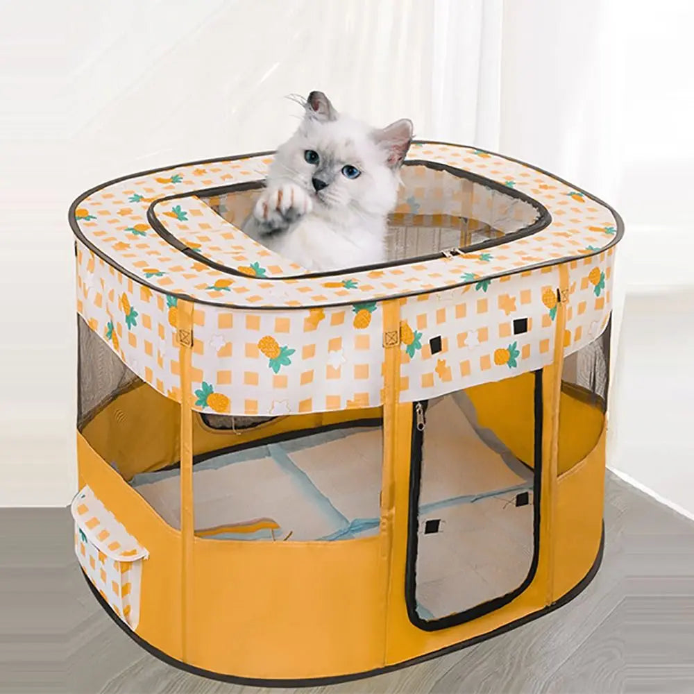 Foldable Cat House Villa – Breathable Mesh & Roller Shutter Door Foldable Pet Tent Richie's