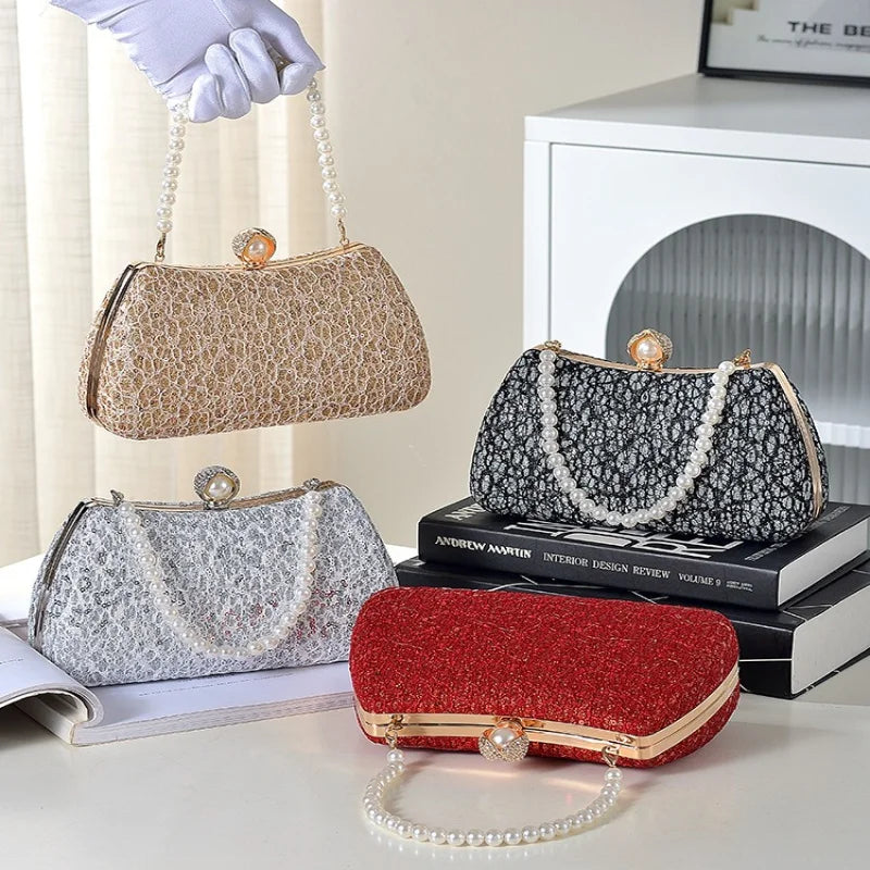 Luxury Beaded Pearl Clutch Bag – Wedding Evening Shoulder Bag Beaded Evening Clutch Richie's