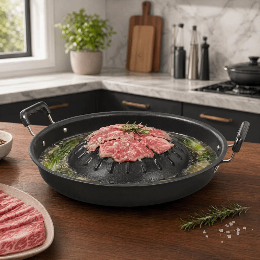 Cast Iron Thai BBQ Grill Pan – Dual Hot Pot & Grill Cast Iron Grill Pan Richie's