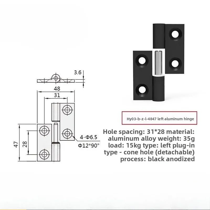 Plug-In Aluminum Alloy Cabinet Door Hinge – Quick Release Cabinet Door Hinge Richie's HY03-B-Z-L-4847 left