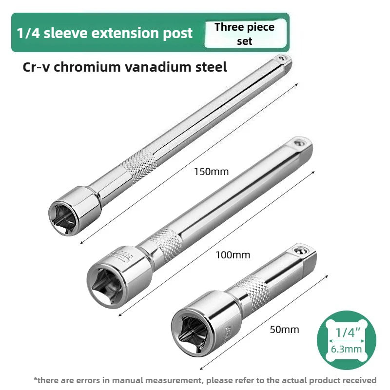 1/4" Drive Socket Extension Rod Set – 50 to 250mm Alloy Steel Socket Extension Rod Richie's 2 4 6inchThree-piece