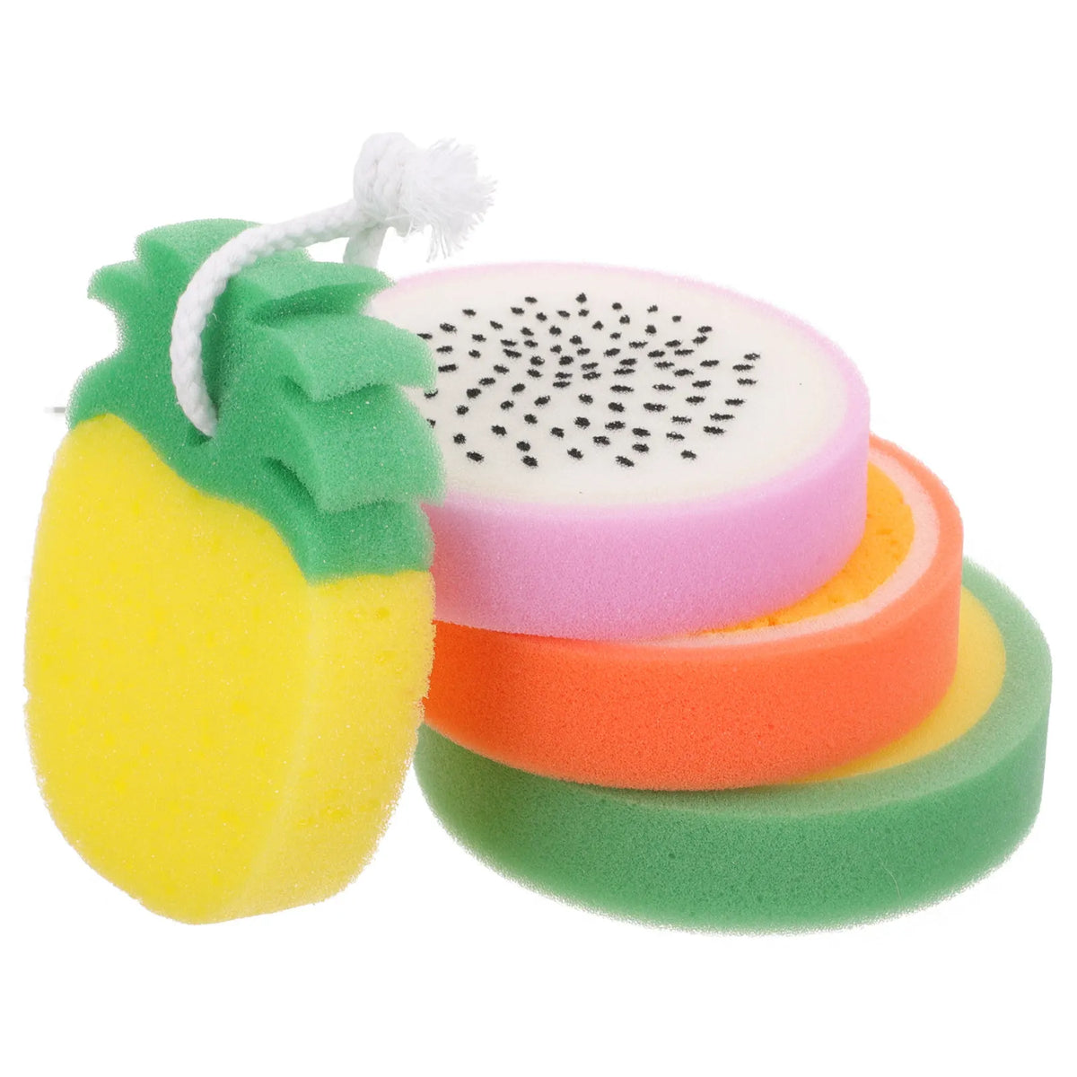 4-Pack Fruit Shaped Bath Sponges – Exfoliating Body Scrubber Exfoliating Bath Sponge Richie's Default Title