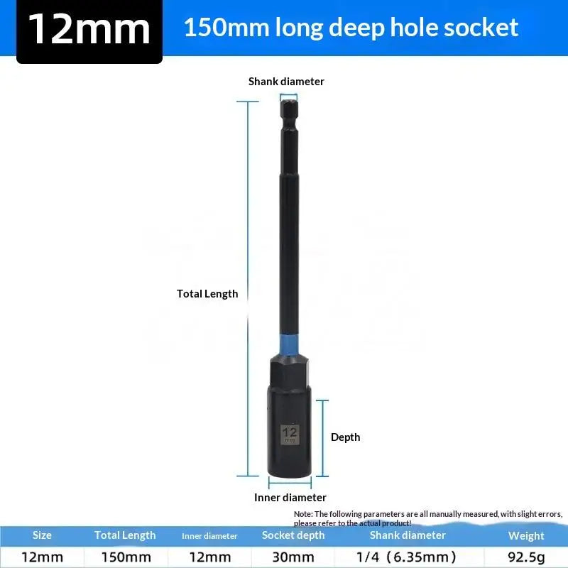 150mm Hex Nut Driver Extension Sleeve 6–14mm Socket Adapter Socket Wrench Adapter Richie's A4