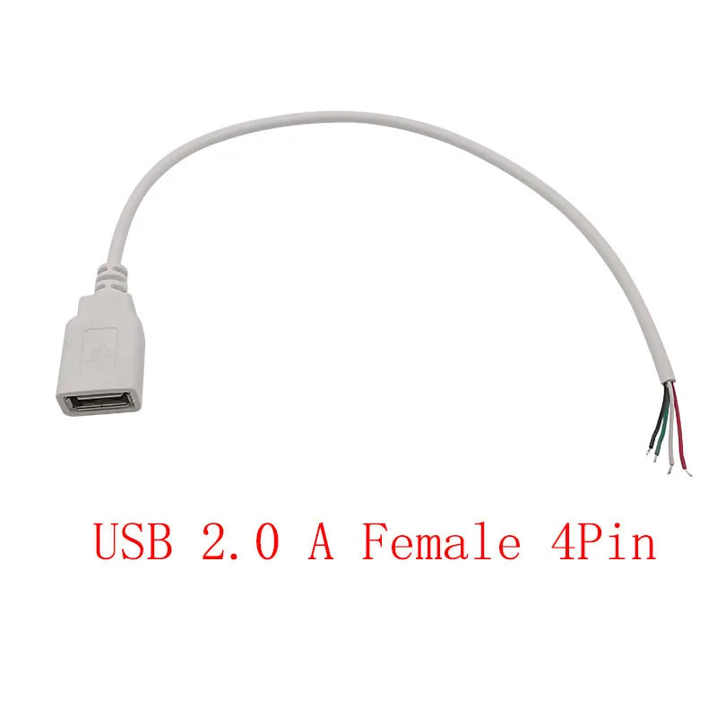 USB Connector Cable Micro USB Type C USB 2.0 A Male Female DIY USB Connector Cable Richie's USB Female 4Pin WH 1M 1Pcs