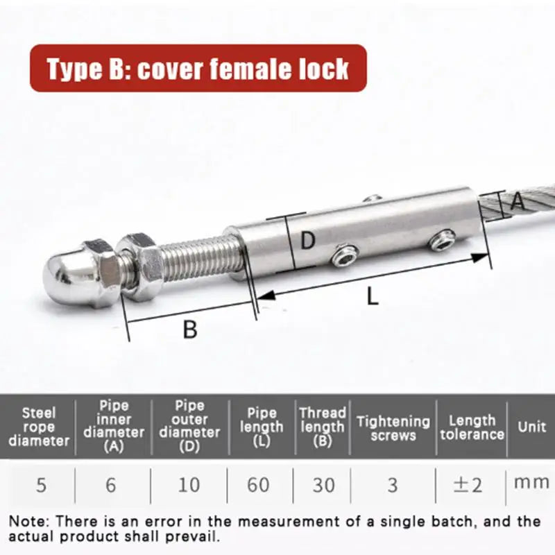 Stainless Threaded Stud Tension End Kit 2–8mm Cable Railing 2PCS Cable Railing Hardware Richie's A4