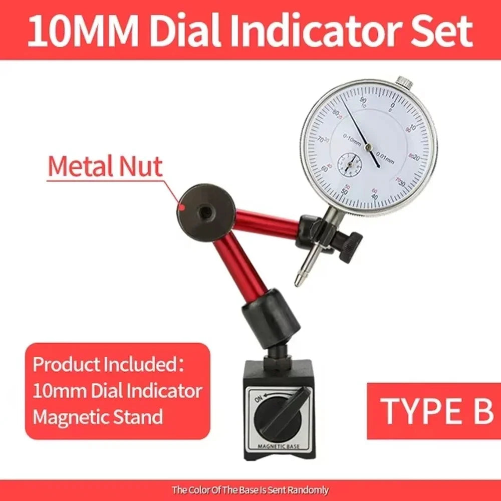 Magnetic Stand Base & Dial Indicator Gauge Measurement Tool Set Dial Indicator Set Richie's