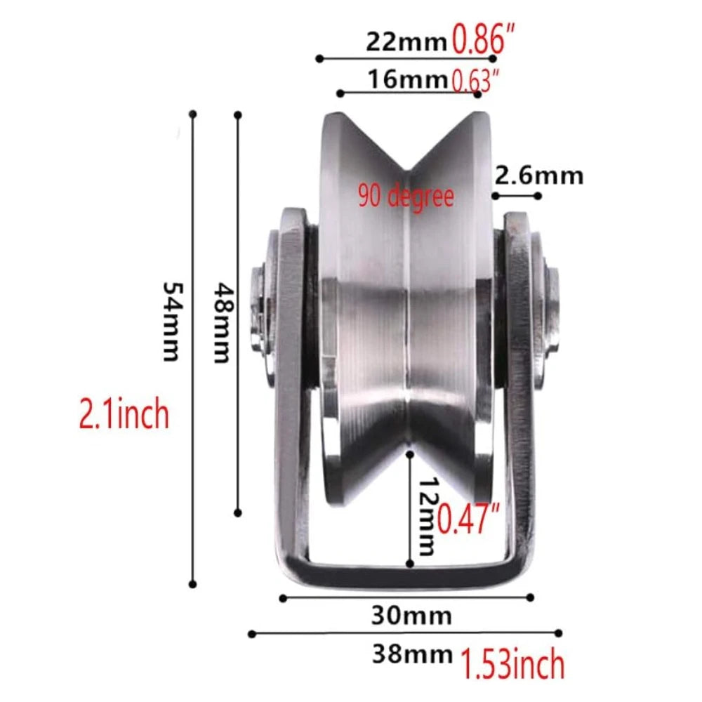 2" 304 Stainless Steel V-Groove Guide Pulley Caster Wheel V-Groove Caster Wheel Richie's