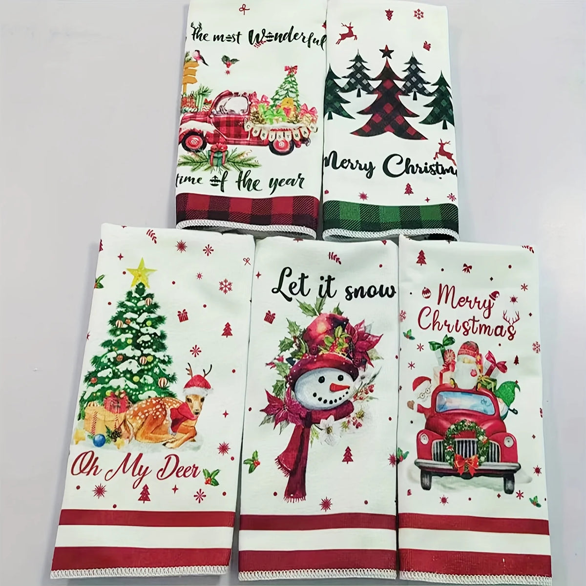 5-Piece Christmas Microfiber Towel Set – Snowflake & Heart Holiday Towel Set Richie's 5pcs