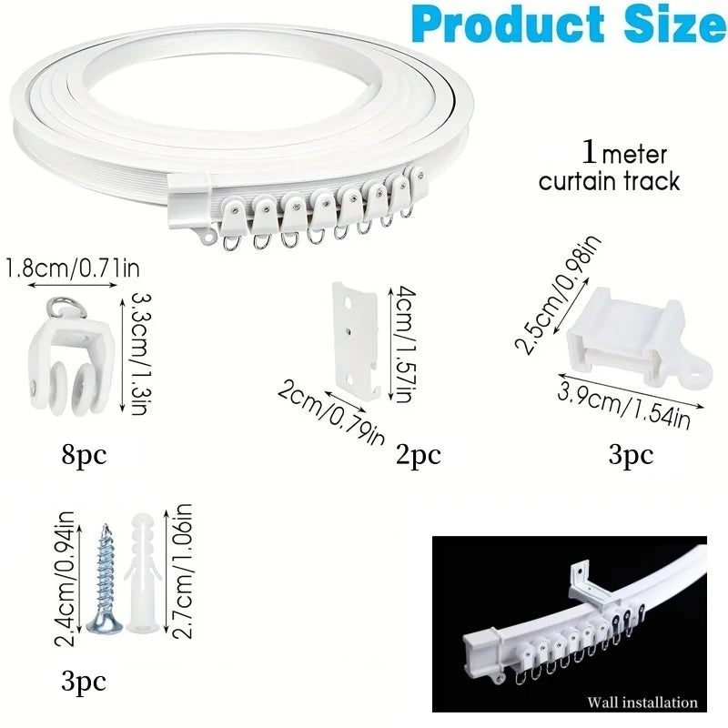 Flexible Bendable Curtain Track – Ceiling or Wall Mount 1m Curtain Track Rail Richie's 1m Wall mount