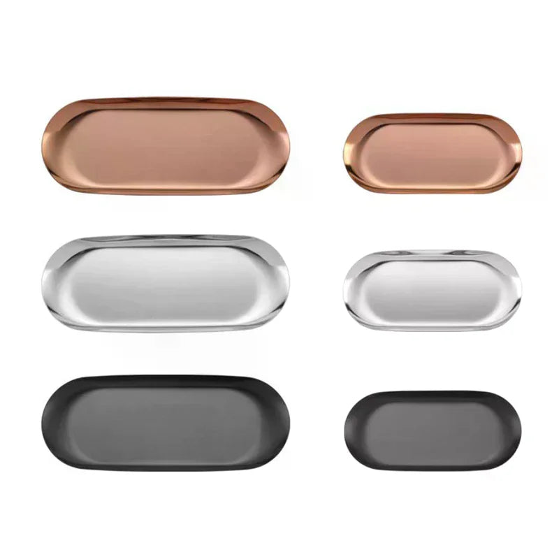 Stainless Steel Oval Storage Tray – Jewelry & Vanity Organizer Metal Storage Tray Richie's